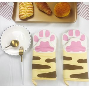 Bakeware Guanti da forno in cotone resistente Modern Cute Kitten and Cat's Paws Modello Guanto da forno e microonde resistente al calore