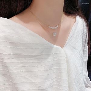 チェーンダブルパールカラーボーンチェーン女性日本と韓国のウェブセレブネックレスネックジュエリーチョーカーショートバンドチャ