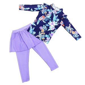 Swim Wear Litt Girl Full Body Rash Guard Children Swimwear Long Seve UV Protection UPF50+ Sunsuit 3-11y Girl Swimsuit Swimming Suit HKD230628