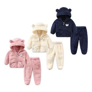 Frühling, Herbst Winter Neue Stil Jungen und Mädchen Haushalts Set kinder Plüsch Korallen Samt Flanell Anzug kinder gefrorene kleidung 2023