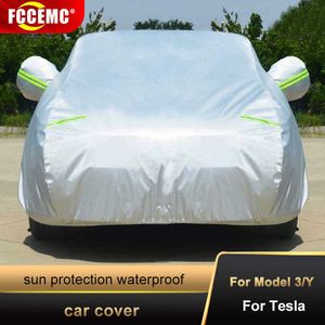 Täcker 3 modell y solskyddsmedel regnvattentät UV -skydd för Tesla Special Car Cover All WeatherHKD230628