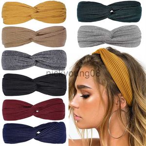 Bandanas Vintage Twist Knutted pannband Boho Soft Solid Color Cross Turban Elastic Hair Bands Women Sports Head Wrap for Yoga Fitness X0628