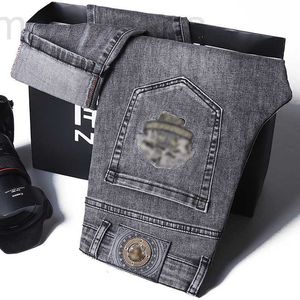 Мужские джинсы дизайнер Модный бренд осенние мужские облегающие джинсы Medusa дымчато-серые эластичные длинные повседневные брюки JCJJ