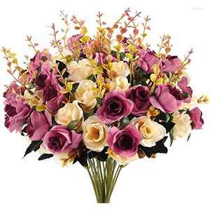 Fiori decorativi Matrimonio Rosa Fiore artificiale Tomba floreale Festa in casa 1 mazzo Bouquet Decor Accessori decorativi finti