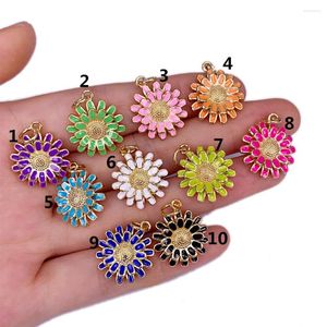 Pendant Necklaces Summer Colorful Sunflower Daisy Necklace Fashion Gilt Enamel Sweet Cute Accessories Fine Jewelry For Women