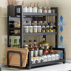 Storage Holders Racks Thickening Upgrade Kitchen Rack Stainless Steel Seasoning Chopsticks Shelf Organizer Knife Jar Tools 230627