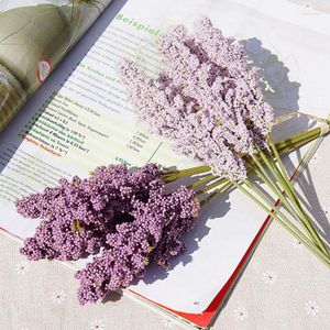 Flores decorativas 6 unidades/pacote buquê de lavanda artificial vasos de casamento para decoração de casa seca