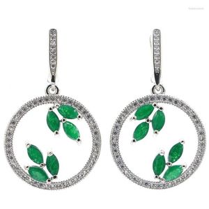 Orecchini pendenti 38x23mm Anniversary 8.3g Vero verde smeraldo rosso rubino bianco zircone brillante per le donne incontri argento 925