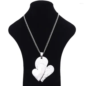 Pendant Necklaces 1 X Tibetan Silver Large Double Lapped Heart Necklace Jewelry On Long Link Chain Lagenlook 34"