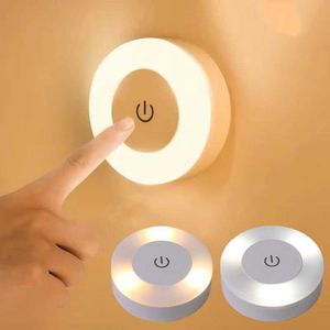 LED Touch Sensor s 3 Modes Magnetic Base Wall USB Rechargeable Round Portable Dimming Soft Light Night Lamp HKD230628