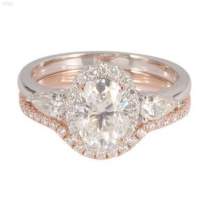 Wholesale Price 10k/14k/18k Solid Real Gold 2ct/3ct d Vvs Rose Cut Oval Moissanite Diamond Engagement Ring for