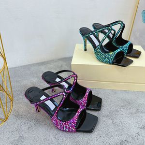 2023 Luxury Designer Women Sandals Lace up Flash Diamond High Heel Sandals Summer Fashion Casual Sandals
