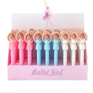 Pens 12pcs/toplu zarif balerin kız kalem bale kawaii sevimli güzel kalem serin komik kırtasiye tükenmiş okul hediyesi kawai şey