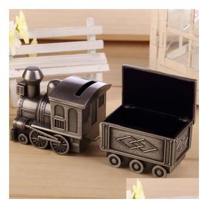 Impreza przychylność Vintage Piggy Bank Locomotive Loco Railway Sowl Sowl Box Box Grawerowanie Dzieci Urodziny Urodziny Święta Bożego Narodzenia