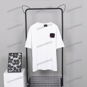 Xinxinbuy Men designer tee t shirt 23ss kärlek läder etikett ficka polo kort ärm bomull kvinnor gul svart vit s-2xl