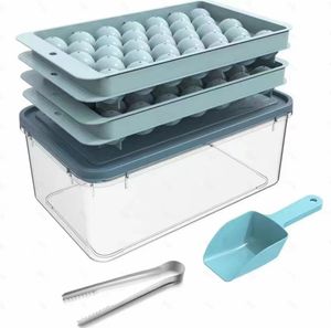 Ice Cream Tools Round Ice Cube Tray with Lid Bin Ice Ball Maker Mold for Freezer with Container Mini Circle Ice Cube Tray Making 66PCS Sphere 230628