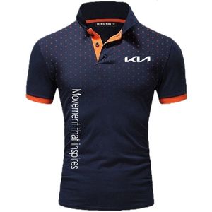 Erkek Polos Casual Golf Gömlek Kia araba baskı Marka Merserize Pamuk Polo Kısa Kollu Gevşek Yaka TShirt 230627