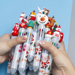 Pennor 20st/mycket söt jul Santa Claus 10 färger Ballpoint Pen Kawaii Infällbar rullboll PENT Present School Office Stationery Stationer.