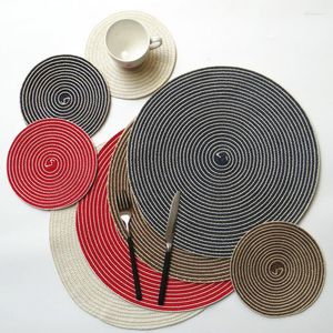 Table Napkin Junwell Polyester/Cotto Braided Woven Colorful Round Placemats Heat Resistant Dining Mats Non-Slip Washable Place Set