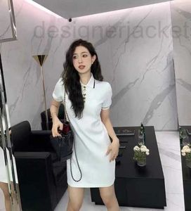 Basic & Casual Dresses Designer European Goods 2023 Summer New Polo Neck Style Slim Short Sleeve Dress WHLE