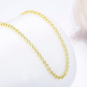 Kedjor 35 cm-60cm 2mm mässing gult guld färg rolo kedja korta choker halsband för kvinnor flickor barn baby män smycken långa kolye ketting