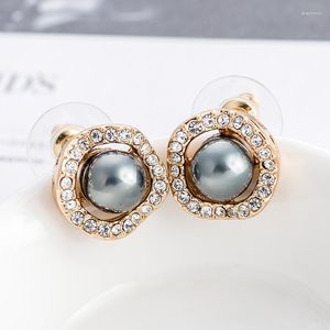 Stud Earrings ER-00419 Fashion Rhinestone Jewelry Gold Plated Allergy-free Designer Pearl For Women Black Friday Sale