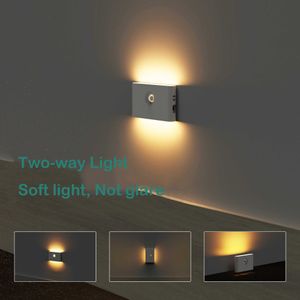 Luz noturna LED Sensor de movimento PIR Luzes Carregamento tipo C Sucção magnética Conveniente Lâmpada de parede quente para quarto Escada Banheiro HKD230628