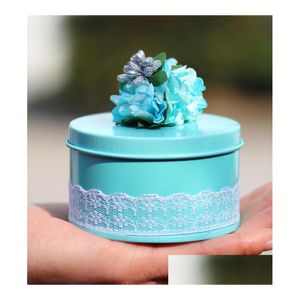 Embrulho para presente vintage folha de flandres caixa de doces personalizada lembrancinha de festa de aniversário faça você mesmo rendas flor caixa de doces redonda decoração de natal drop dhwmr