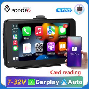 s Podofo Универсальный 7-дюймовый автомобильный радиоприемник, беспроводной Carplay, Android, авто, мультимедийный видеоплеер, монитор с сенсорным экраном, планшет, Smart TV L230619