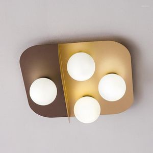 Ceiling Lights Postmodern Bedroom Lamp Glass Modern Minimalist Light Luxury Square Master Small Room