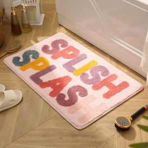 Teppich Bunte Tufting-Buchstaben Badezimmermatte Weicher Teppich Flauschige Badematte Schlafzimmer Teppich Boden Sicherheitspolster Ästhetisches Zuhause Zimmer Warme Dekoration 230627