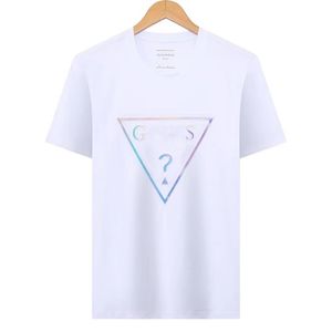 남자 디자이너 패션 삼각형 편지 질문 마크 디자인을위한 추측 셔츠 셔츠 통기 가능한 100면 단순하고 캐주얼 한 다목적 23 여름 맨 티셔츠 남자 옷