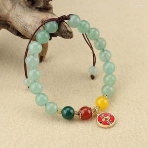 Strand Natural Stone Green Jades Kvinnor Emerald Agate Vintage Bangles Kvinnliga armband sommargåvor