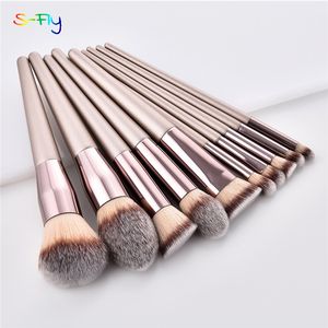 Ferramentas de maquiagem 410pcs Champagne pincéis de maquiagem conjunto para base cosmética pó blush sombra kabuki mistura maquiagem pincel ferramenta de beleza 230627