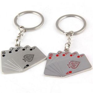 Keychains Lanyards Poker Flush Key Chain Metal Creative Hearts Spade Drop Delivery Fashion Accessories Dhz9S