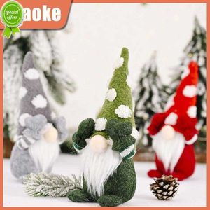 新しい雪だるまの帽子の目を覆う人形森の贈り物の老人フェイスドール家庭のクリスマスデコレーションホームデコレーション