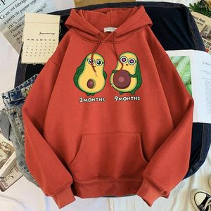 Men's Hoodies Cute Avocado Pregnancy Hoodie Male Cartoon Fashion Sweatshirt Men Trend Street Clothing Comfortable Oversized Tracksuit For