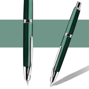Pens Green Majohn A1 Pres Fountain Kalem Geri Çekilebilir Ekstra İnce Nib 0.4mm Metal Mürekkep Kalemi Hediye Yazmak İçin Dönüştürücü ile Kalem Kalemleri Kalem