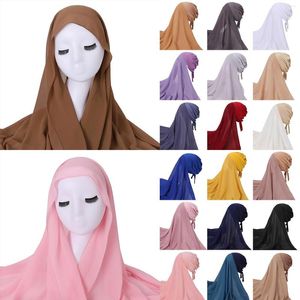 Schals, Musik-Strickschal, muslimischer Kopf, einfarbig, lang, Wickel-Chiffon, für Damenmode