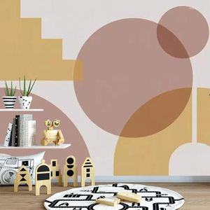 Wallpapers Bacal Modern Pink&Orange Abstract Shape Geometry 3d Wallpaper Mural For Background Kids Room Wall Leaf Sticker Decor