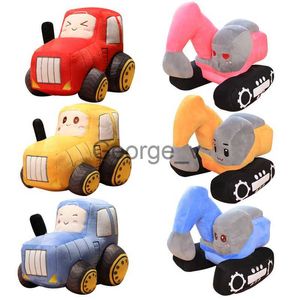 Symulacja pluszowe Plush Animals Tractorexcavator Plush Toys Kawaii Lalki samochodowe nadziewane miękka poduszka Pisma kreatywna świąteczna urodzinowa prezent dla dzieci J230628