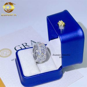 Pass Diamond Tester Herrenring 925 Silber Weißgold Moissanit Eternity Iced Out Hip Hop Ringe