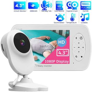 4,3 Zoll kabelloses Farbvideo-Babyphone 1080P Audiokamera Temperaturmonitor 2-Wege-Audio VOX Lullaby Nanny Sicherheitskamera L230619
