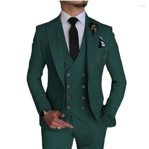 Erkek Takım Elbise Erkek Blazer Erkek Takım Elbise Kıyafetler Şal Yaka Yeşil Siyah Yelek Ceket Pantolon Üç Parçalı İlkbahar Yaz Tek Sıra Düğmeli Smokin İnce