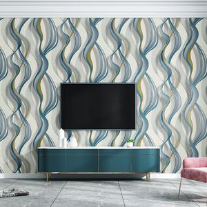 Wallpapers Modern Minimalist Striped Deerskin Velvet Tv Background Wallpaper 3D Embossed High-End Non-Woven Bedroom Living Room