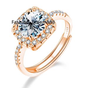 Prezzo di fabbrica Pass Diamond Tester VVS Cuscinetto taglio rotondo gemma Moissanite Anello nuziale per donne 925 Vero gioielleria d'argento