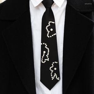 Bow Ties Fashion Small Necktie JK College Business Shirt Retro Harajuku Hong Kong Style Pearl Men And Women Trendy Accessories