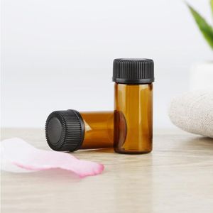 Frasco conta-gotas de vidro 3ml Óleo essencial âmbar Frasco de vidro 3CC Tubos de amostra de perfume Mini Frascos marrons 3600 unidades Estoque a granel por atacado Fccmh