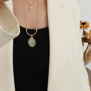 Choker Chokers Gold fill gem Opal Pendant Necklace Amazonite Gemstone Bridesmaid毎日のジュエリー女子チーカーGord22