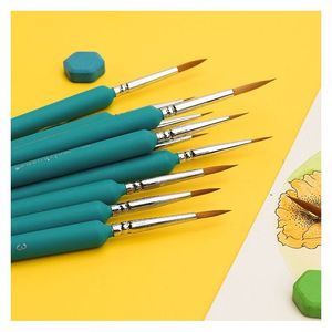 Painting Supplies 11PcsSet Hook Line Pen For Watercolor Oil Fine Soft Wolf Hair Hand Brush Gouache Acrylic Nail Art Drawing 230626
